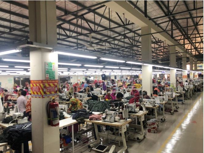 Well-lit sewing floor